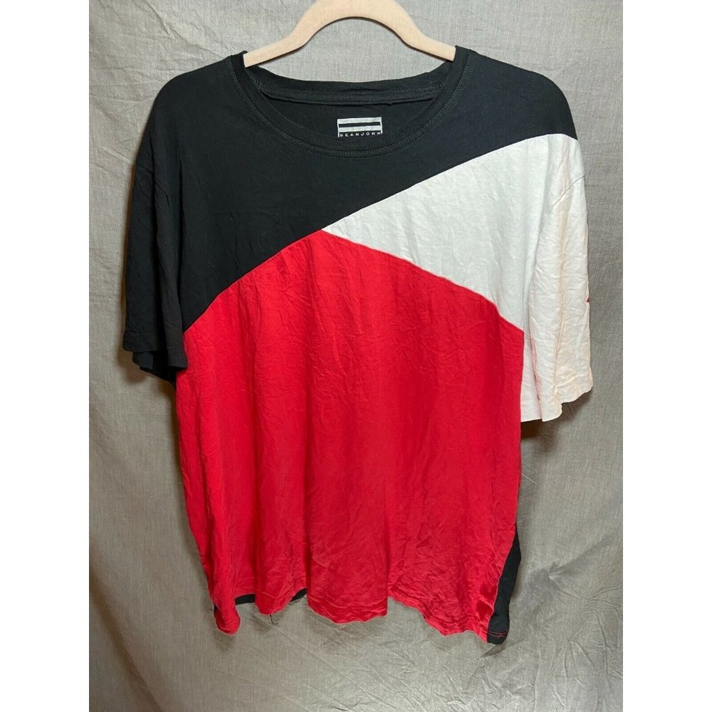 Sean John Shirt Adult 2XL Blue Red White Short Sleeve Men.